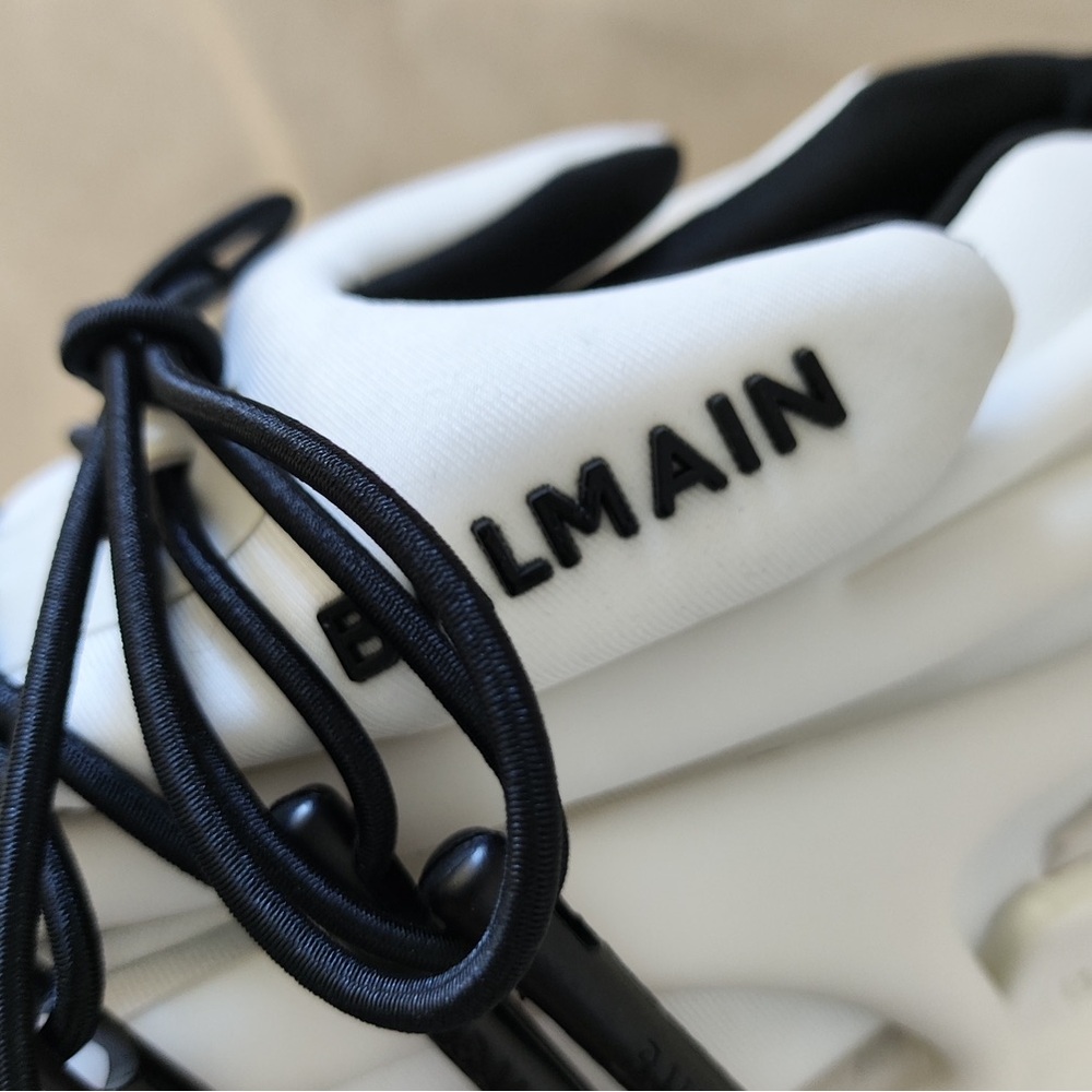 Balmain White and Black Women's Chunky Lace-Up Sneakers - Picture 11 of 13
